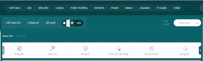 Chơi gì ở 22bet thể thao