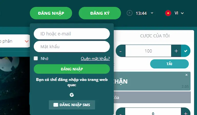 Hướng dẫn đăng nhập 22bet trên máy tính 