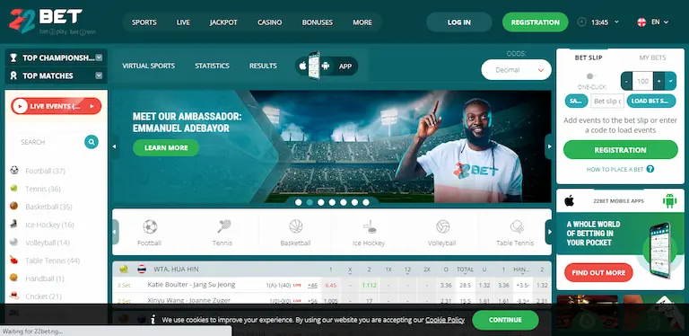 Hướng dẫn đăng nhập hệ thống cá cược 22bet sau đăng ký