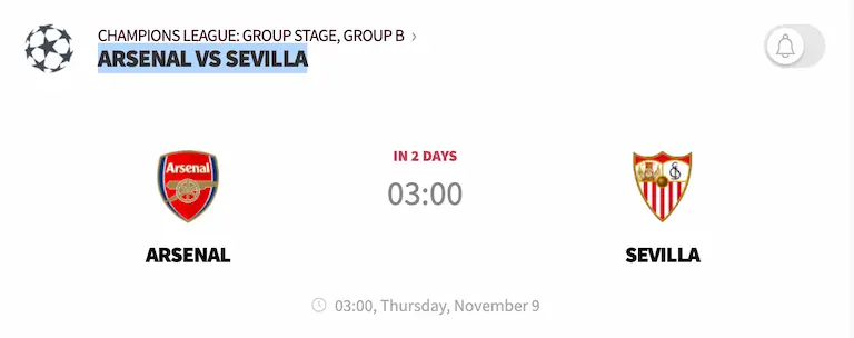 Điểm qua phong độ của Arsenal vs Sevilla trước 9/11 có gì hot?